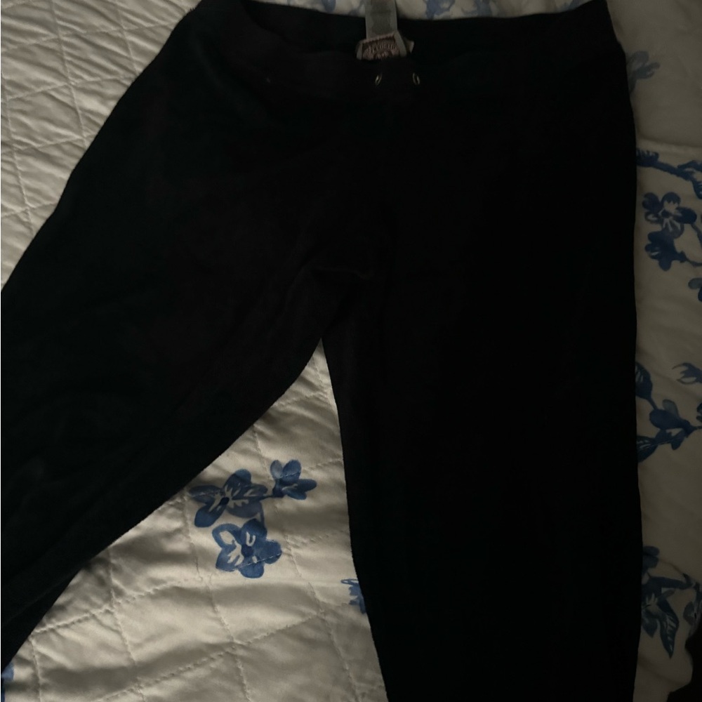 Vintage Juicy Couture Terry Cloth Pants XS Petite black Y2K 2000